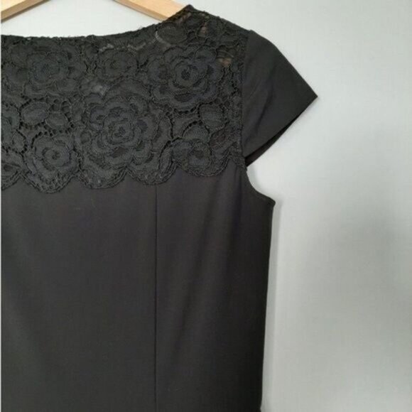 CYNTHIA STEFFE \ Wool Blend LBD Sheath Dress Lace Detail Black Sz 4 - Picture 11 of 15